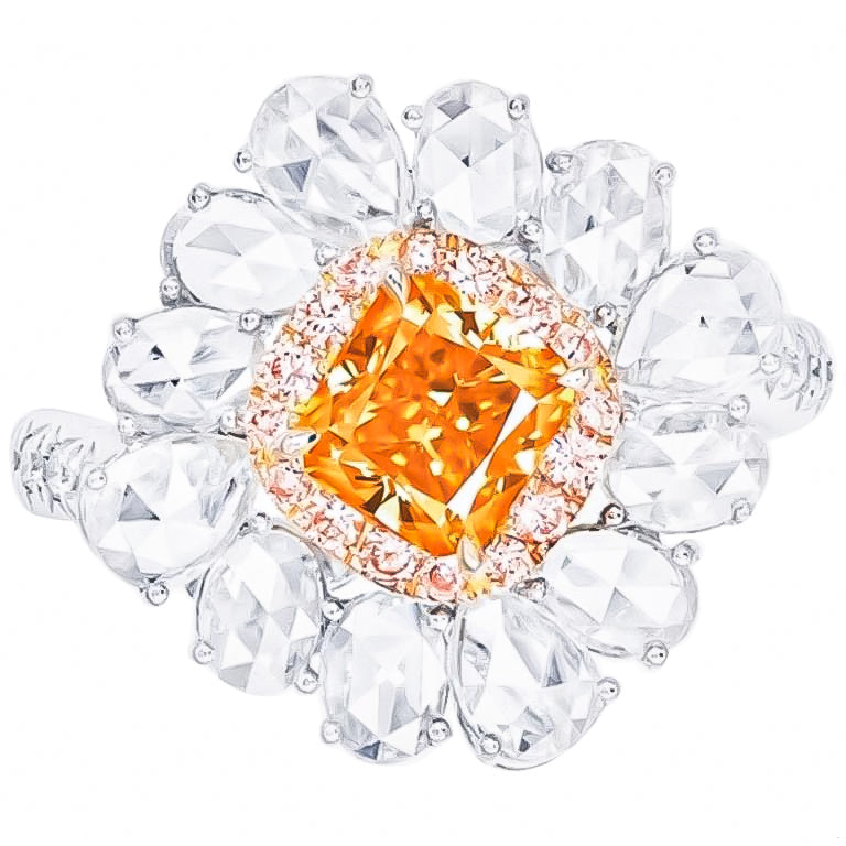 GIA Certified Natural Fancy Vivid Orange Diamond Ring