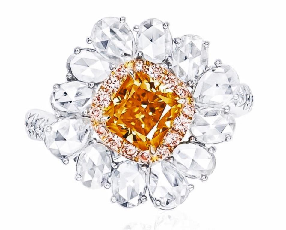 GIA Certified Natural Fancy Vivid Orange Diamond Ring