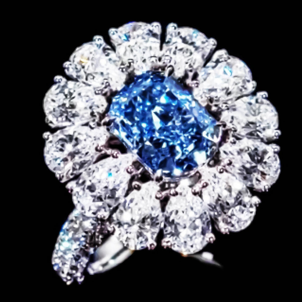 GIA Certified Natural Vivid Blue Internally Flawless Diamond Ring