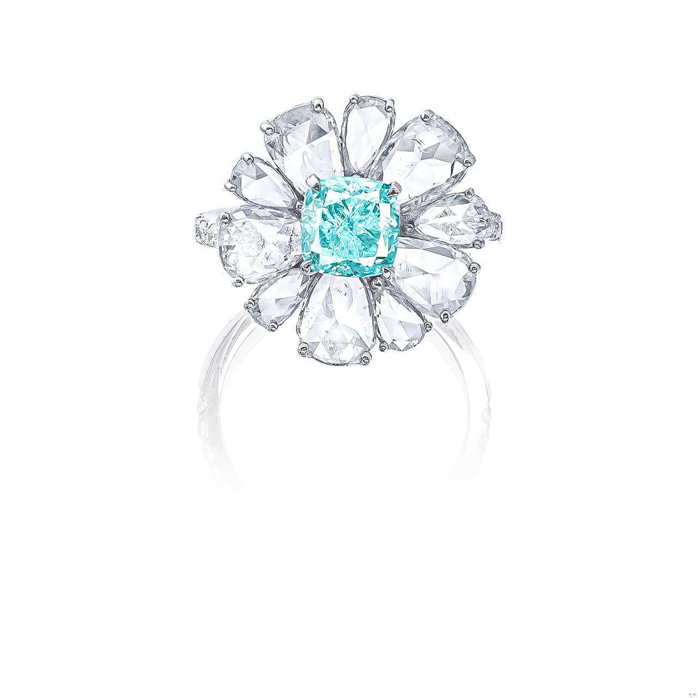 Gia Certified 1.50 Carat Greenish Blue Diamond Ring