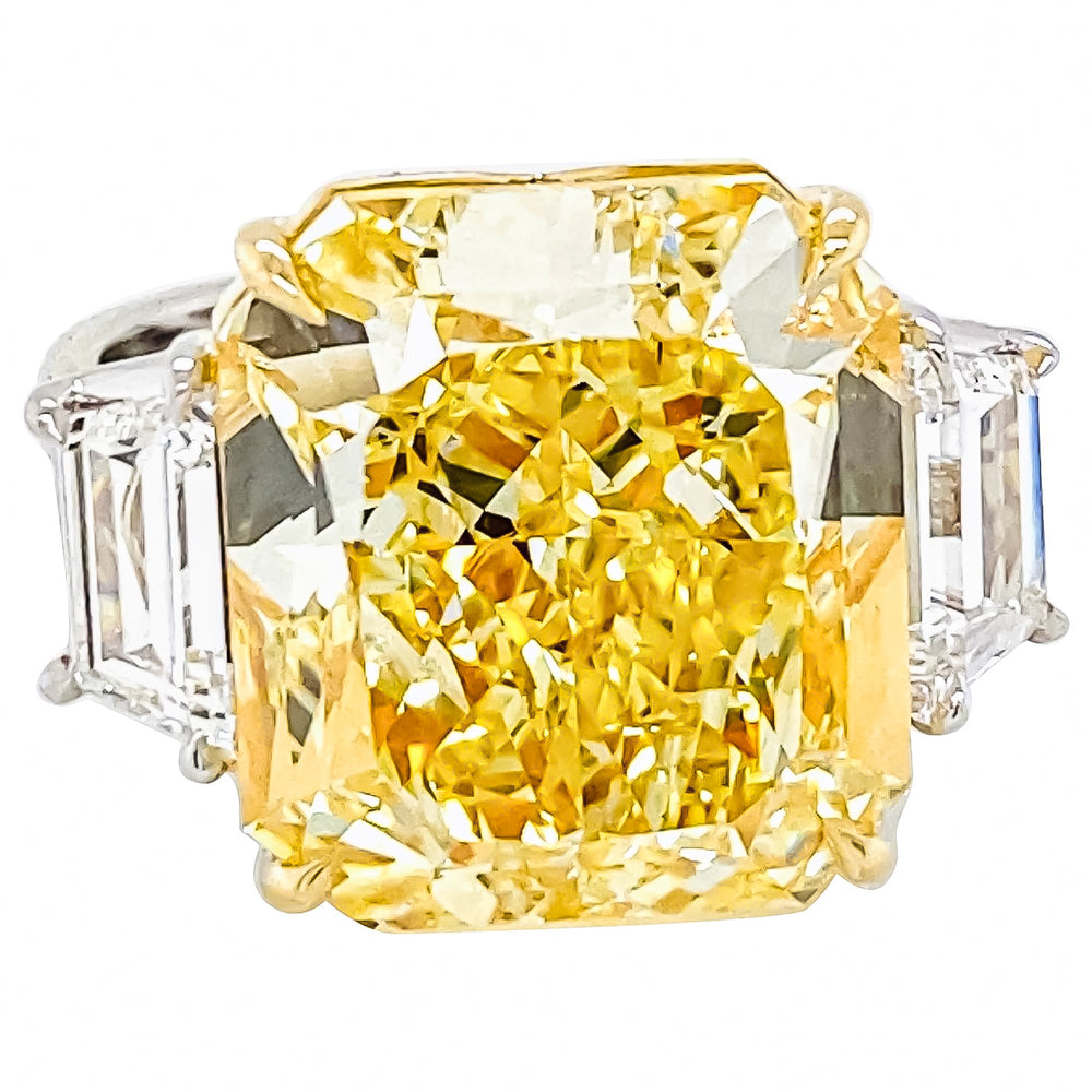 Gia Certified 15 Carat Fancy Intense Yellow Diamond Ring