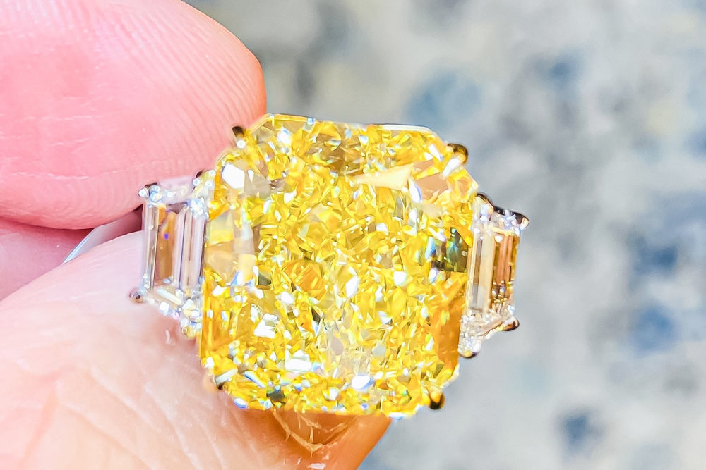Gia Certified 15 Carat Fancy Intense Yellow Diamond Ring