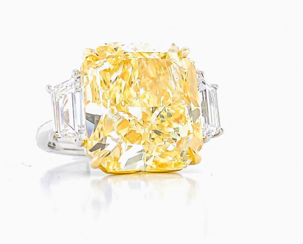 Gia Certified 15 Carat Fancy Intense Yellow Diamond Ring