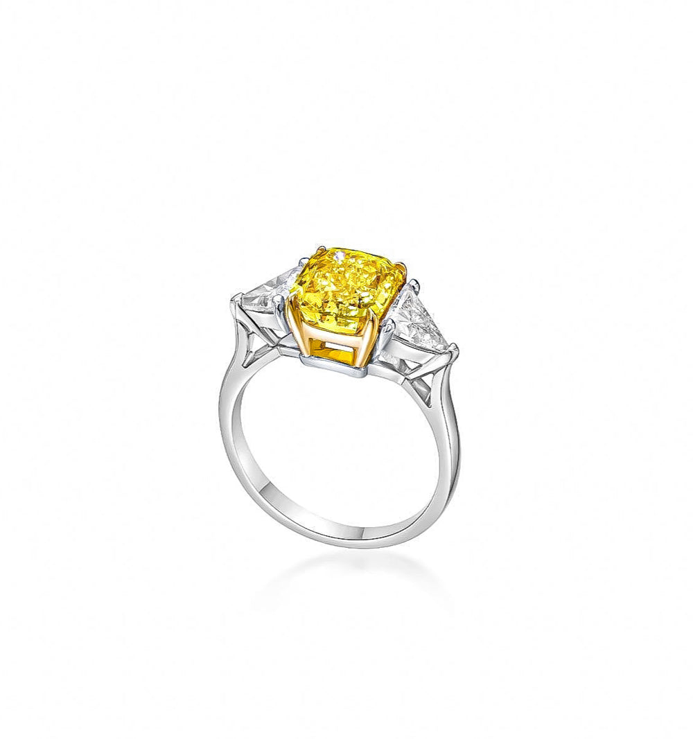 Gia Certified 3.00 Carat Fancy Vivid Yellow Diamond Ring