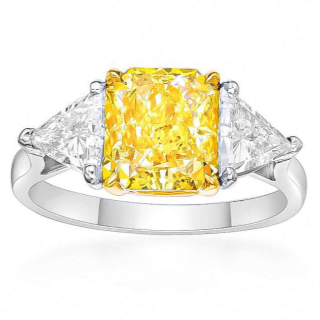 Gia Certified 3.00 Carat Fancy Vivid Yellow Diamond Ring