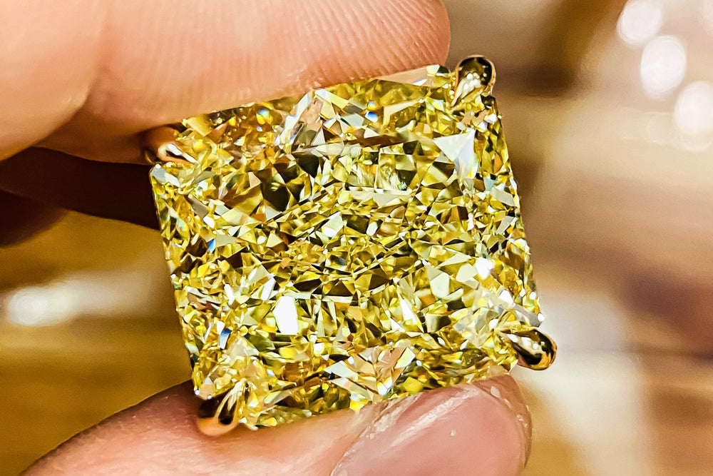 Gia Certified 41.00 Carat Fancy Intense Yellow Diamond Ring