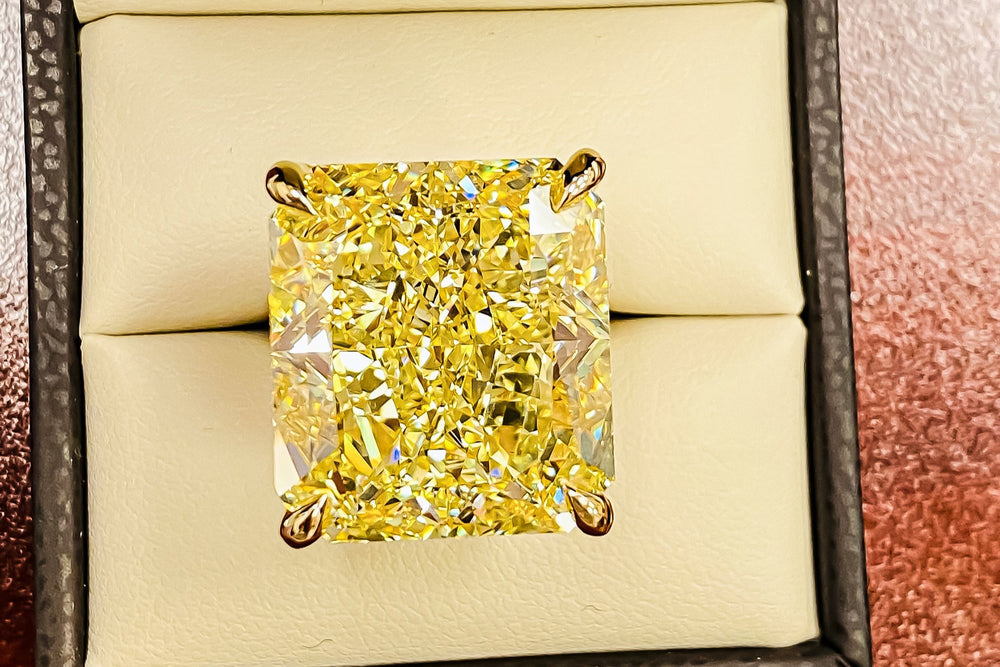 Gia Certified 41.00 Carat Fancy Intense Yellow Diamond Ring