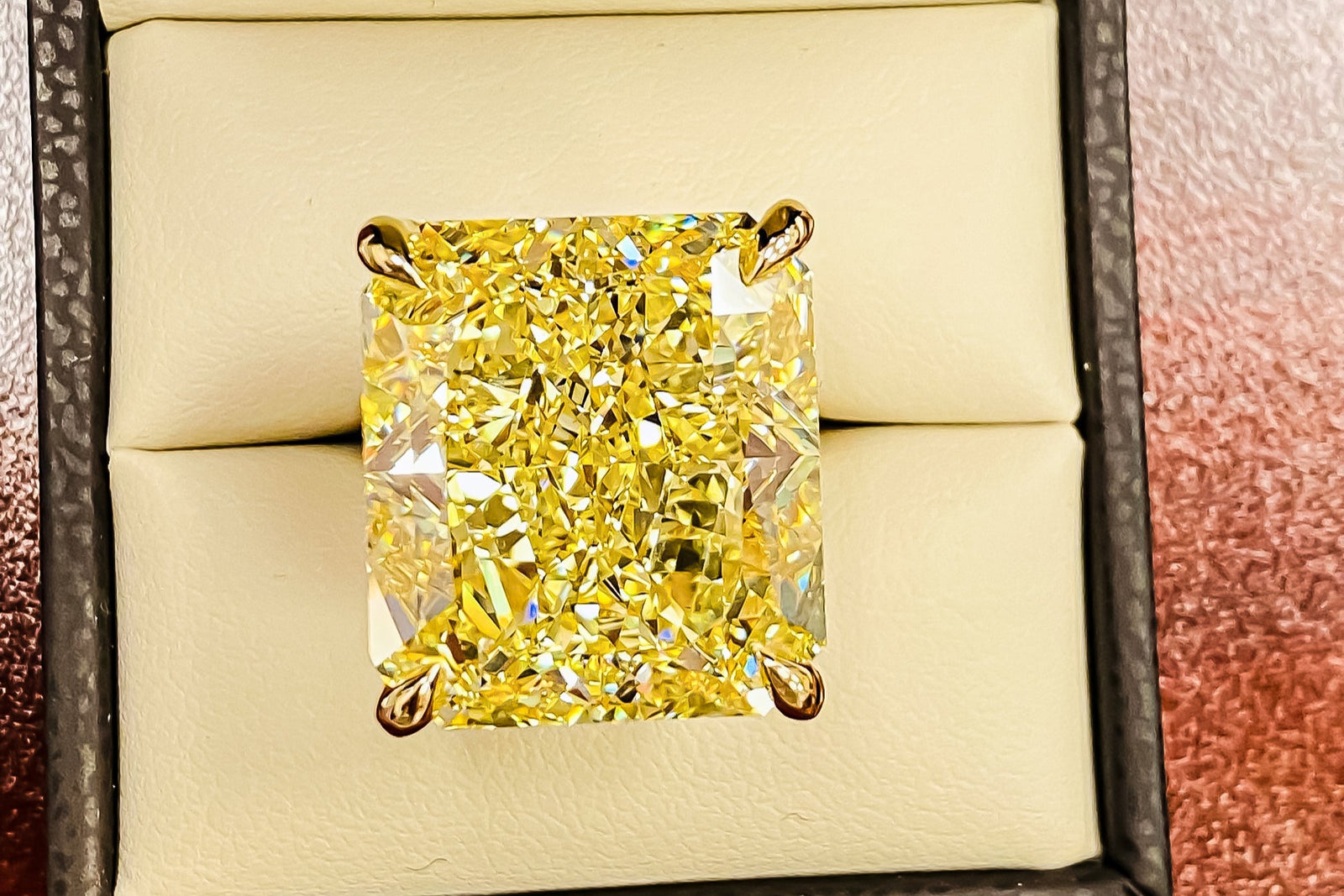 Gia Certified 41.00 Carat Fancy Intense Yellow Diamond Ring