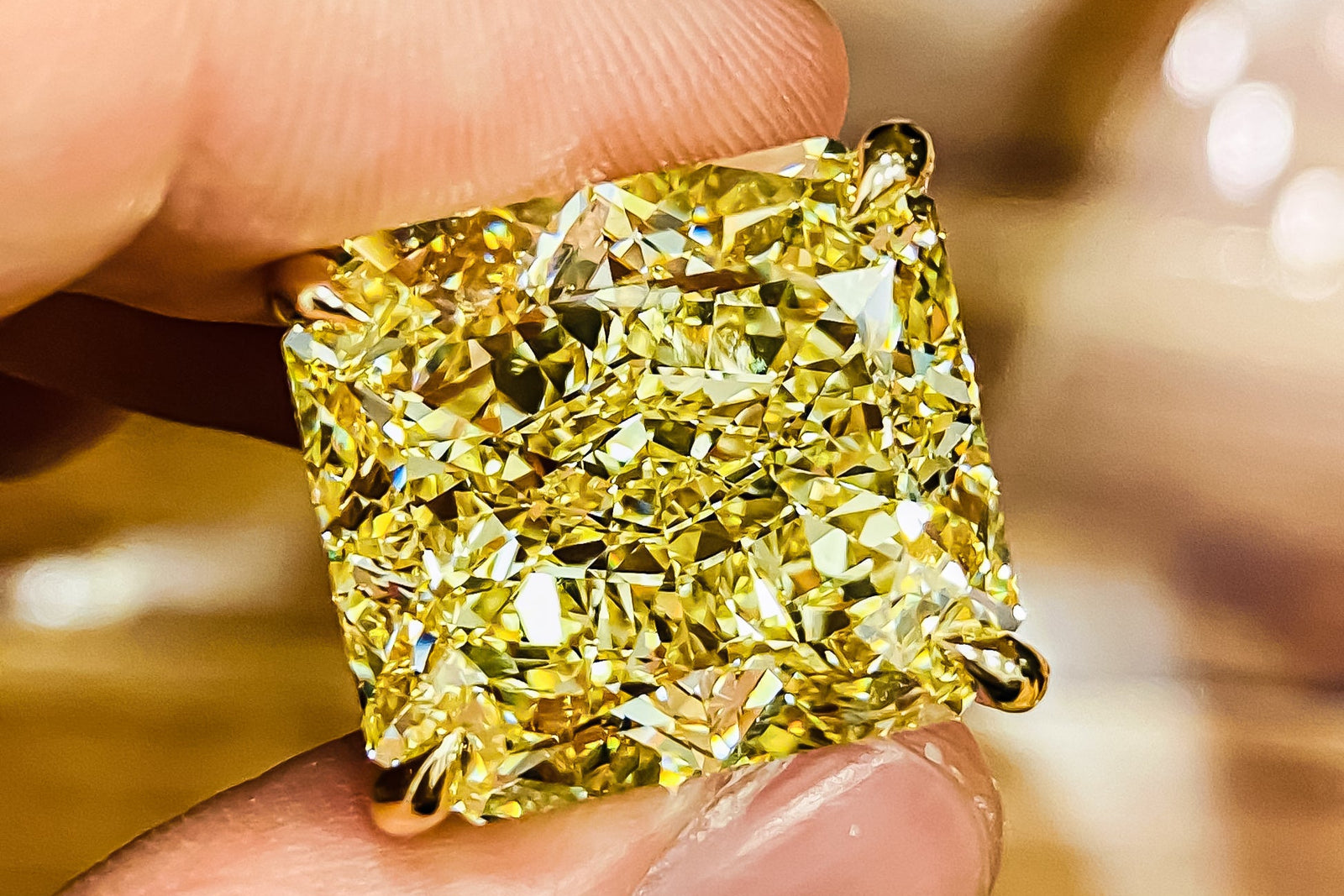 Gia Certified 41.00 Carat Fancy Intense Yellow Diamond Ring