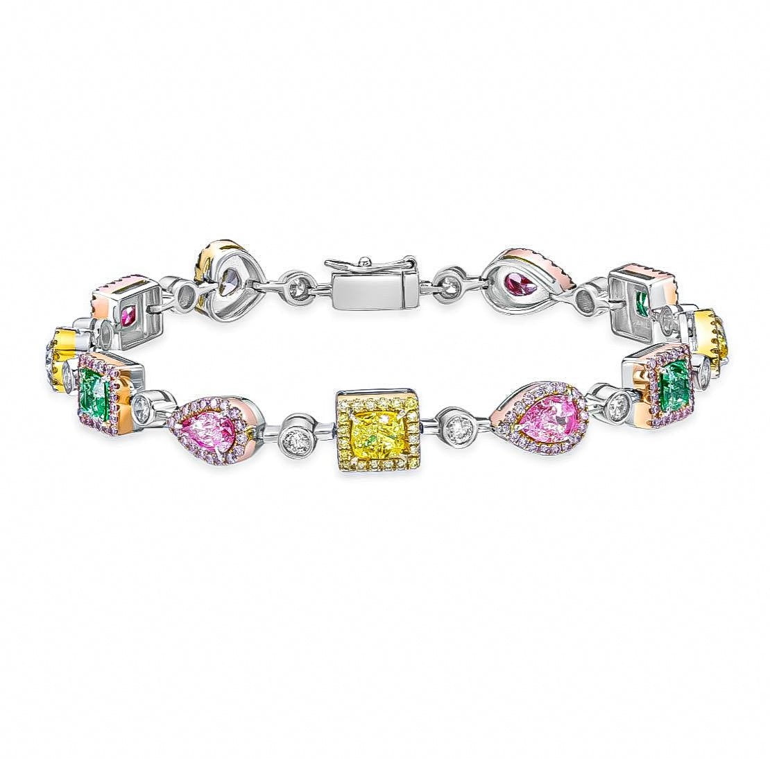 Gia Certified 6.25 Carat Fancy Color Diamond Bracelet