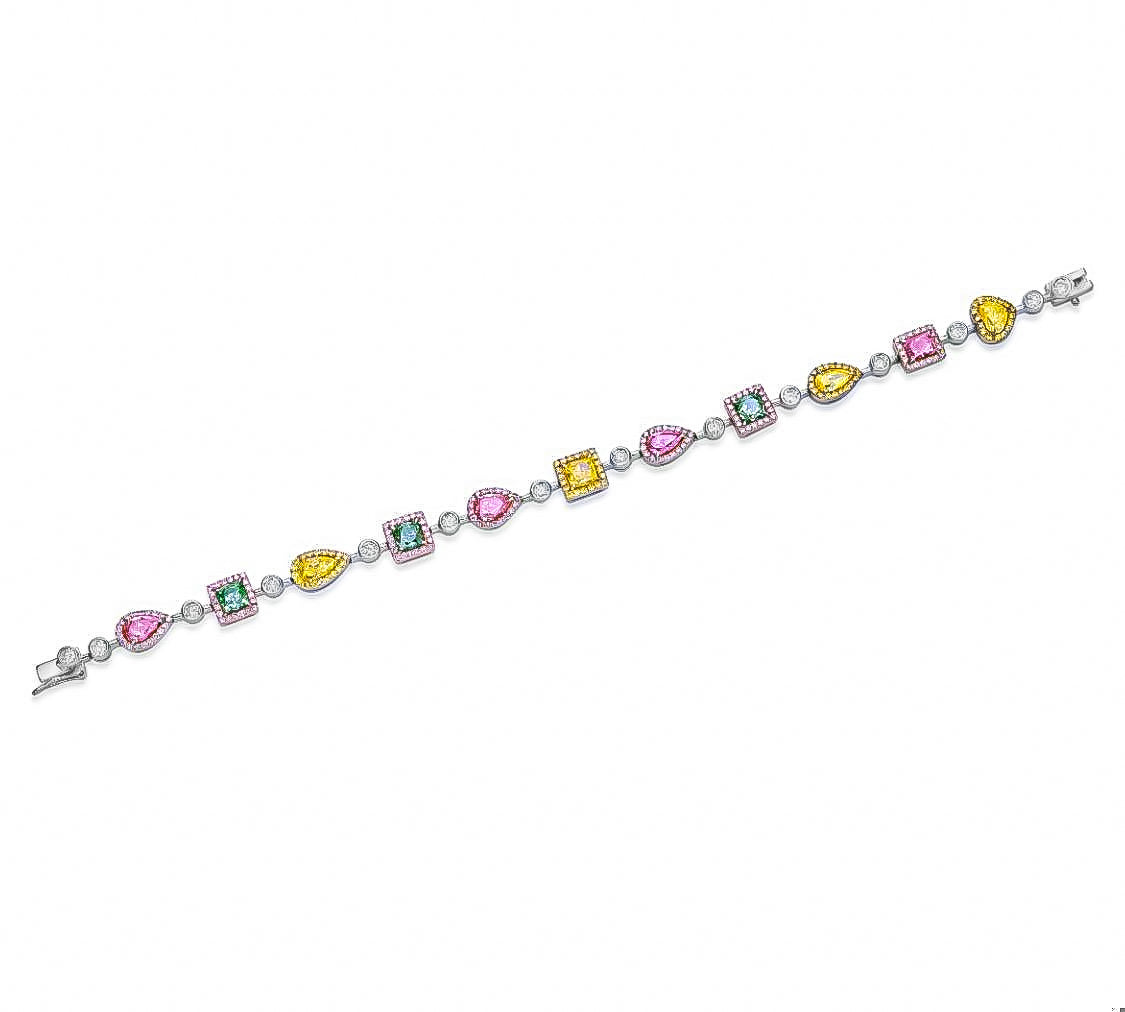 Gia Certified 6.25 Carat Fancy Color Diamond Bracelet