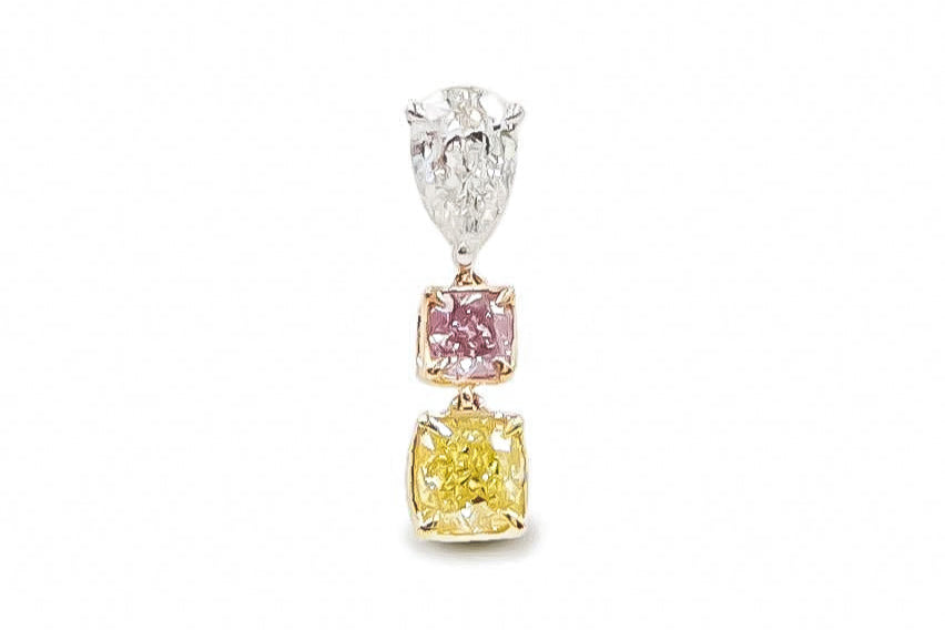 Gia Certified Intense Pink And Vivid Yellow Diamond Pendant