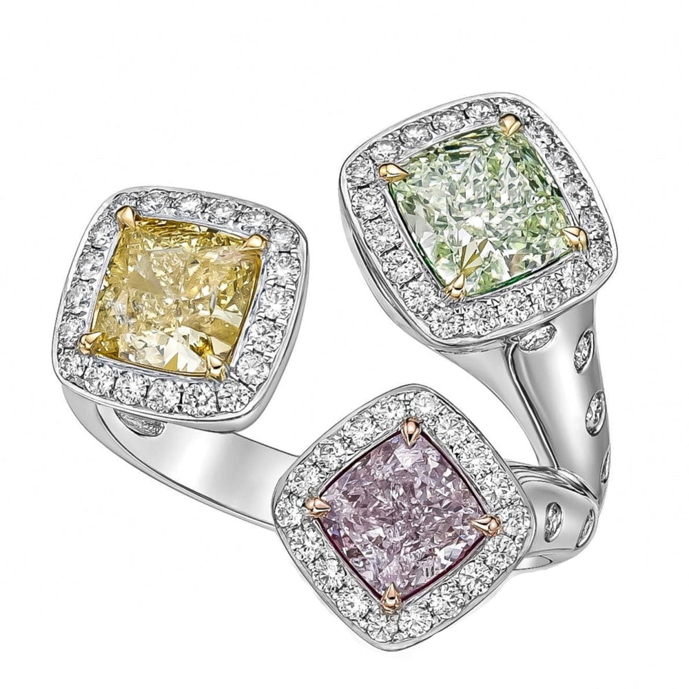 Gia Certified Pink Yellow Green Diamond Ring