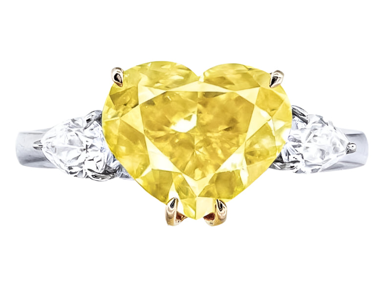Gia Certified 5.00 Carat Fancy Intense Yellow Diamond Heart Ring
