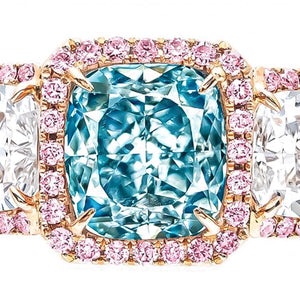 GIA Certified 2.50 Carat Fancy Intense Greenish Blue Diamond Ring