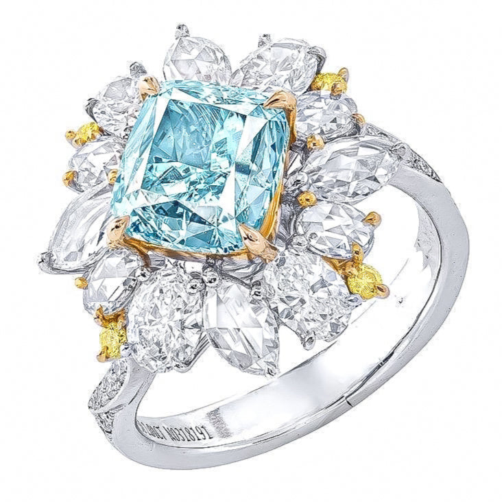 GIA Certified 3.00 Carat Fancy Blue Diamond Ring