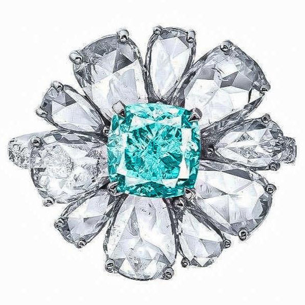 Gia Certified 1.50 Carat Greenish Blue Diamond Ring