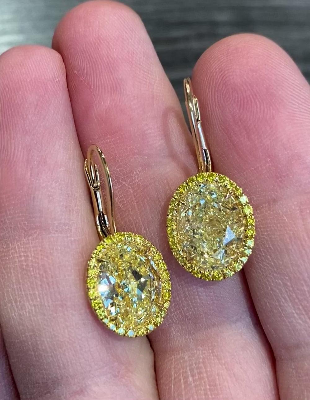 Gia Certified 11.00 Carat Yellow Diamond Earrings