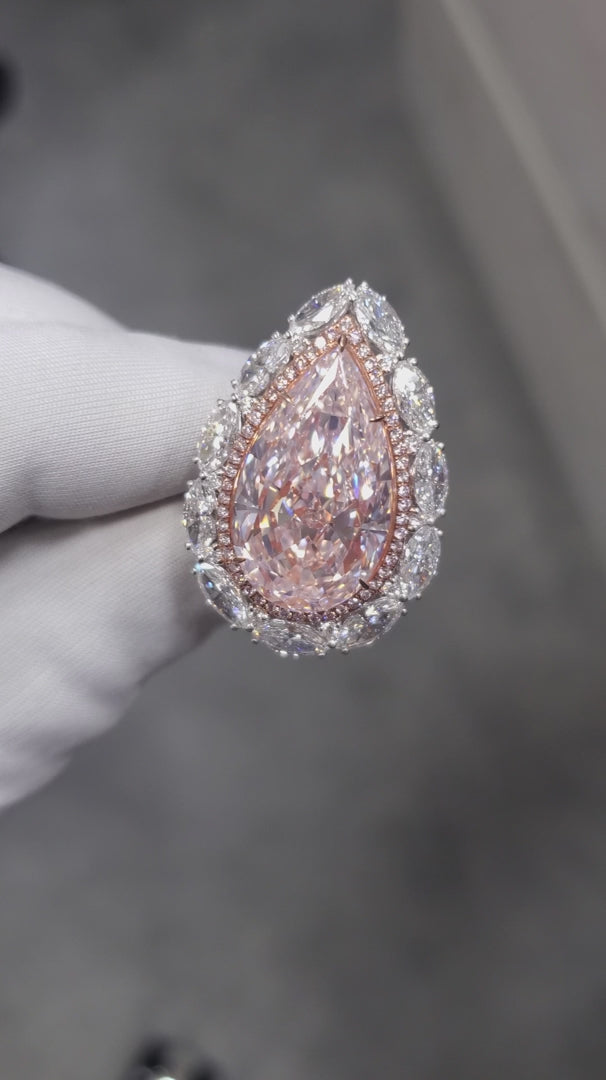 Gia Certified 16.00 Carat Pink Diamond Ring and Pendant