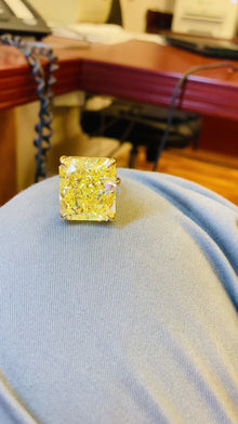 Gia Certified 41.00 Carat Fancy Intense Yellow Diamond Ring