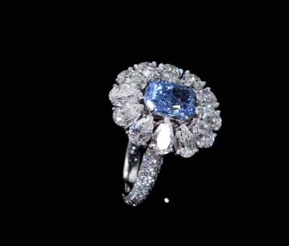 GIA Certified Natural Vivid Blue Internally Flawless Diamond Ring
