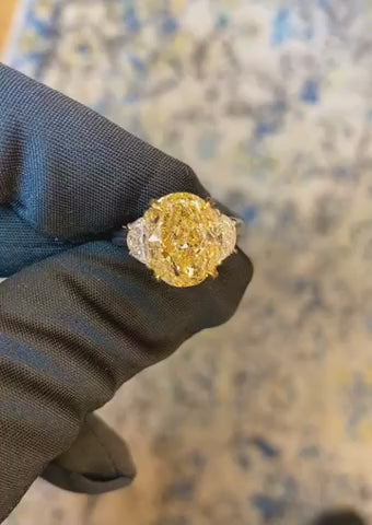 GIA Certified 5.00 Carat Fancy Yellow Diamond Ring