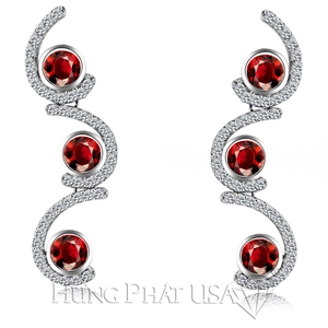 Red Ruby And Diamond Earrings E0691