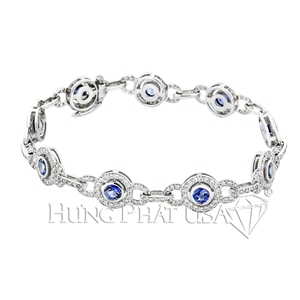 18K White Gold diamond and Blue Sapphire Bracelet L0185B