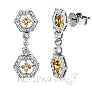 18K White Gold Diamond Dangling Earrings HPER0443
