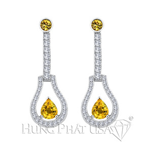 18K White Gold Diamond Dangling Earrings E0542