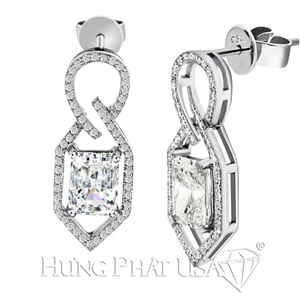 18K White Gold Diamond Dangling Earrings Setting HPER0517